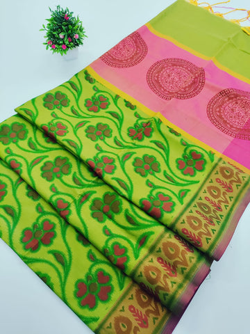 🧵 Pochampalli Grace – Soft Silk Printed Saree