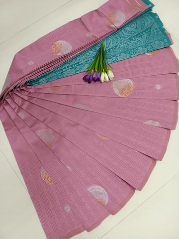 Jemmi Gold – Peach Pink Soft Silk Saree