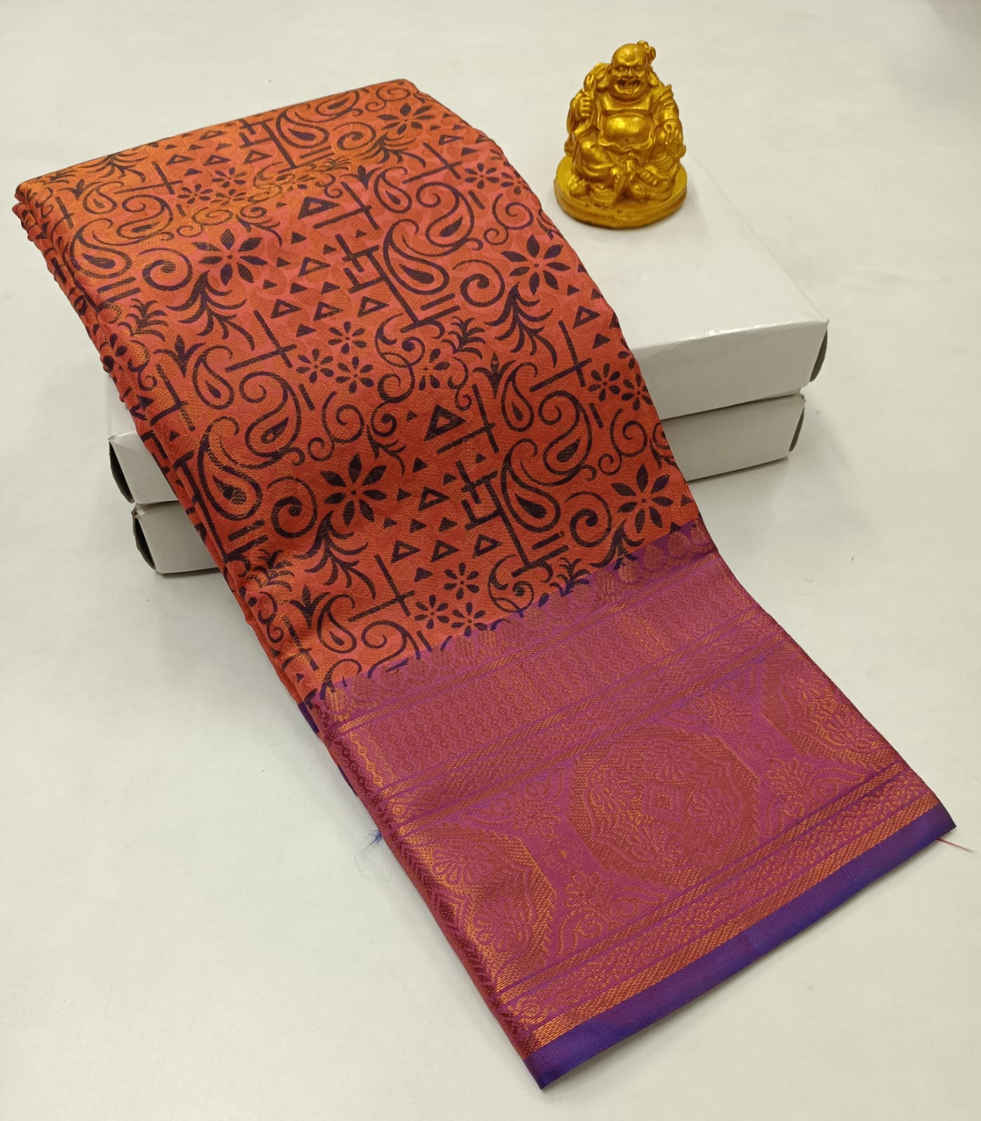 Pastel Orange Fancy Silk Saree