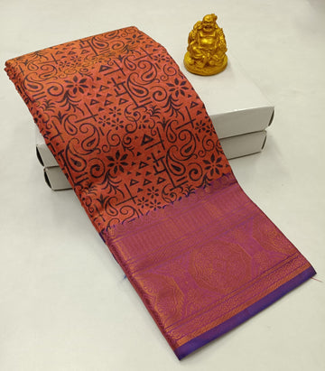 Pastel Orange Fancy Silk Saree