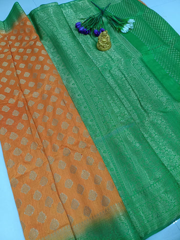 Soft Poly Silk Saree – Mustard