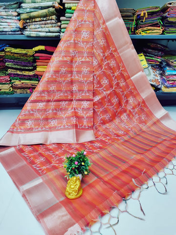 Multi Colour – Embroidered Tissue Cotton Saree