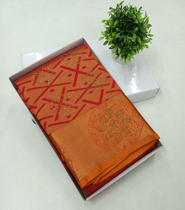 Royal Red Kanjivaram Wedding Saree with Stone Work