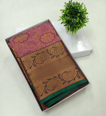 Purple Kanjivaram Wedding Saree with Stone Work