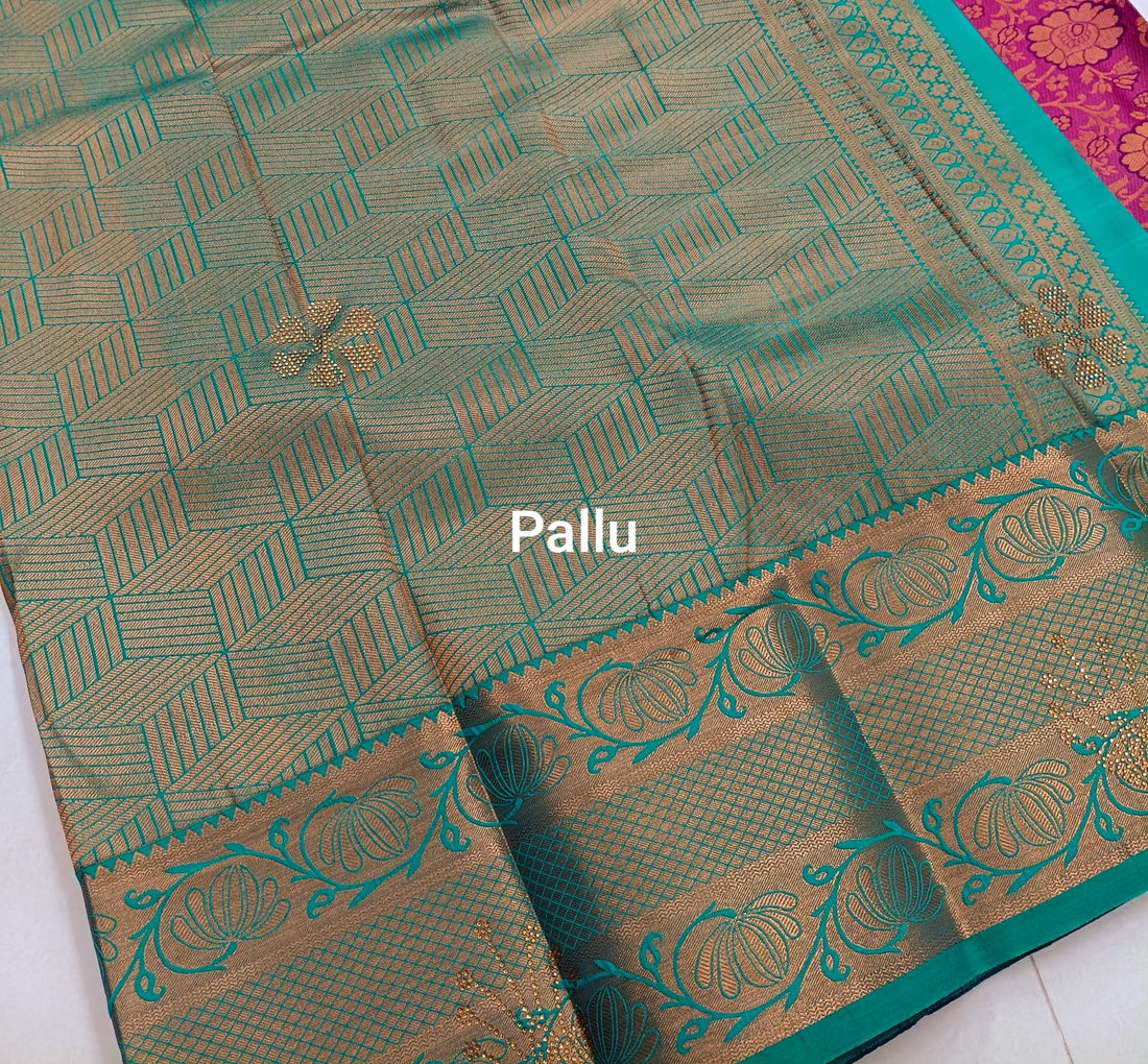 Purple Kanjivaram Wedding Saree with Stone Work