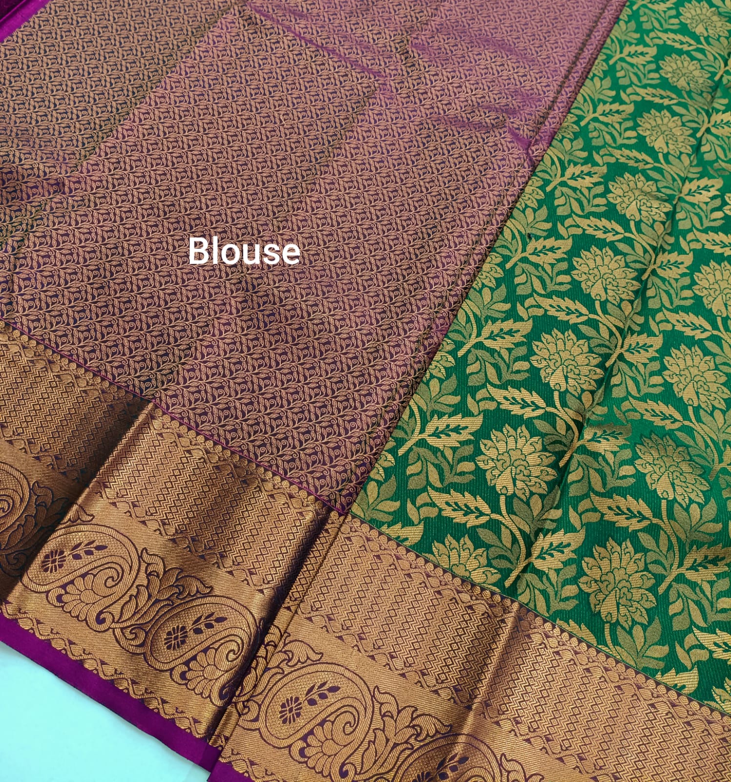 Bottle Green Kanjivaram Wedding Saree with Stone Work