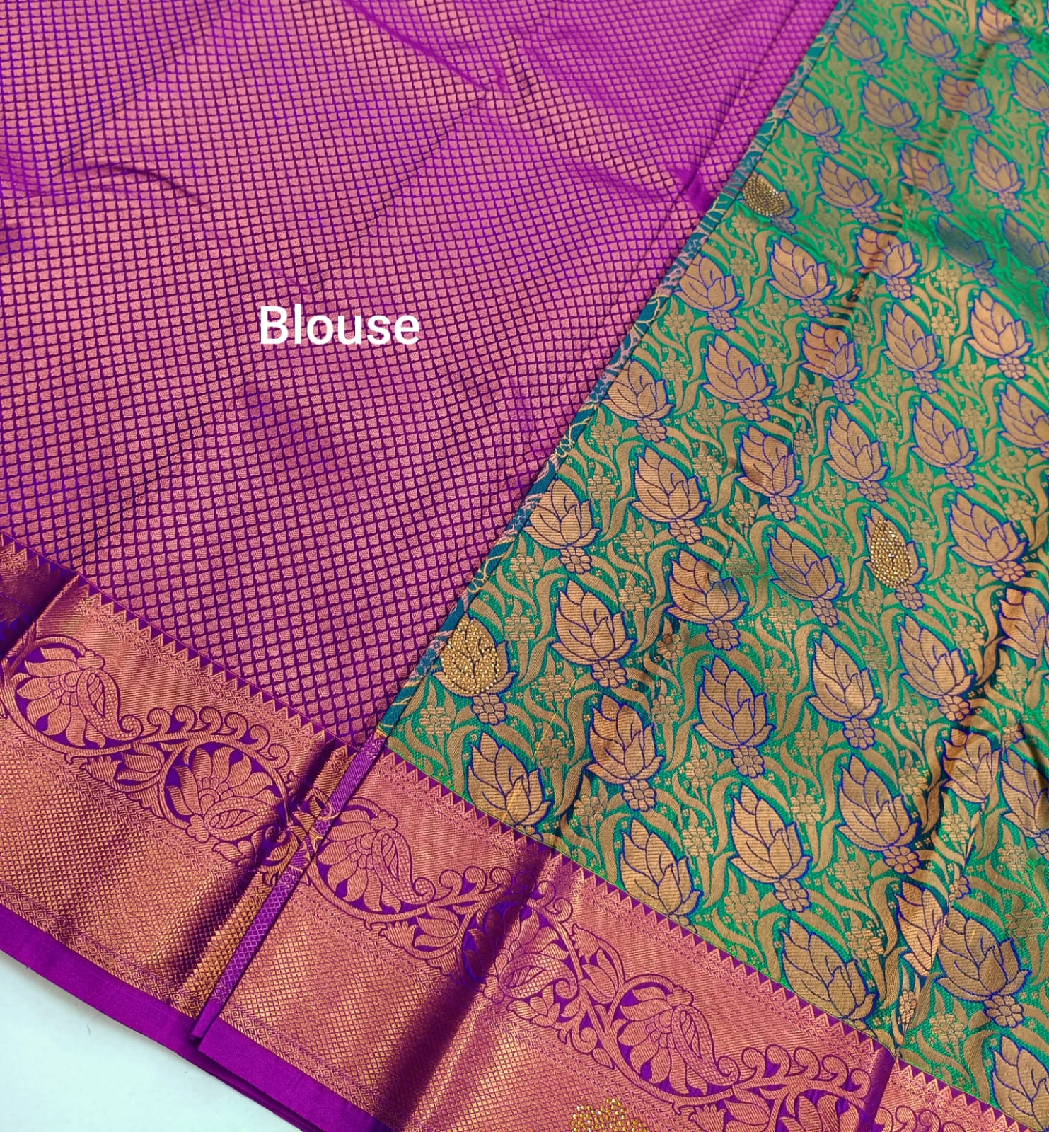 Green Kanjivaram Wedding Saree with Stone Work