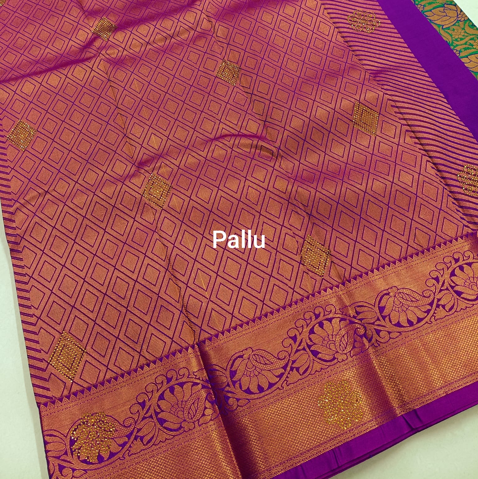 Green Kanjivaram Wedding Saree with Stone Work