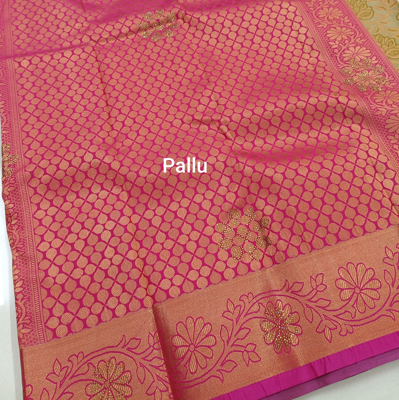 Pista Kanjivaram Wedding Saree with Stone Work