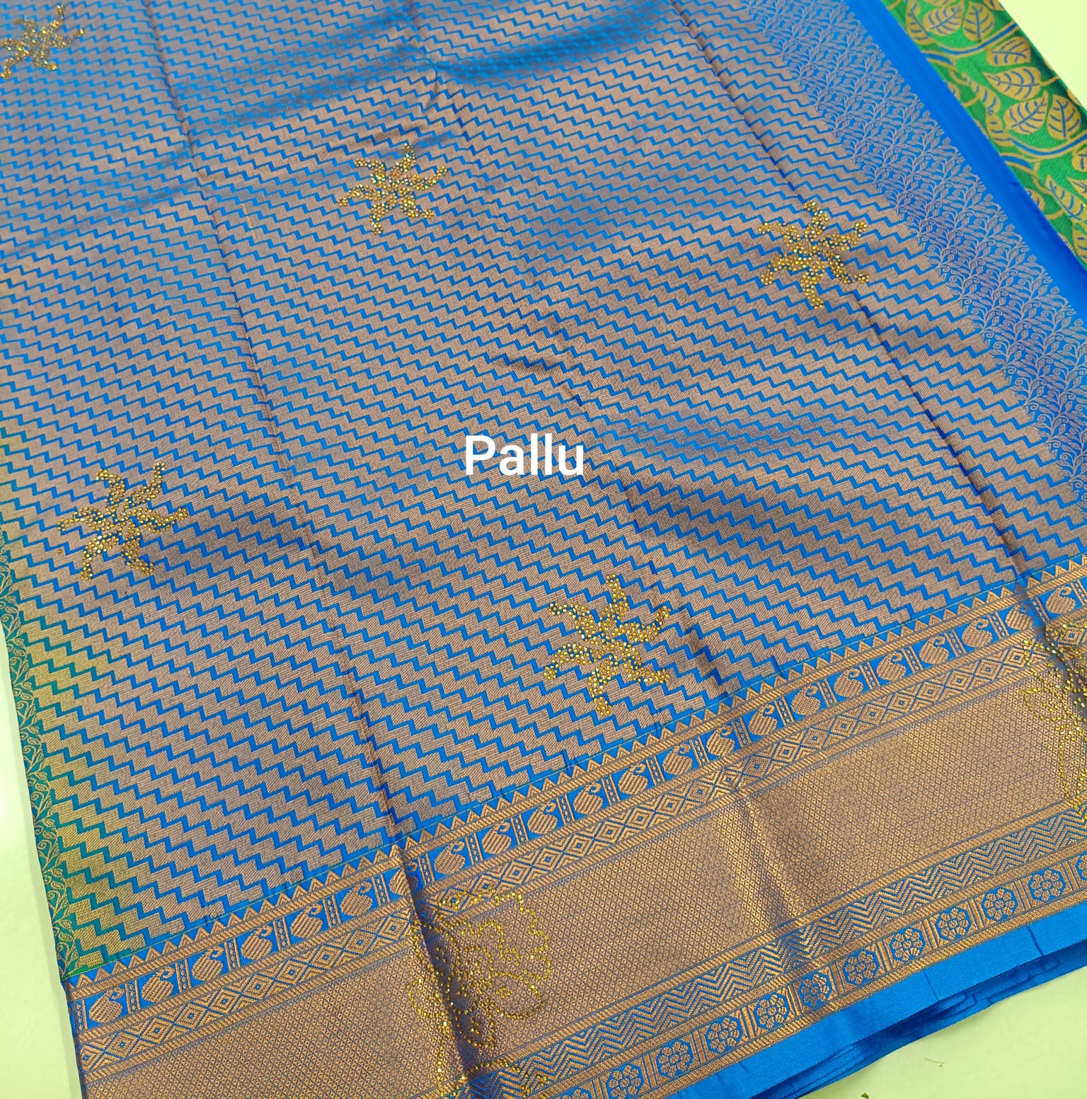 Green Kanjivaram Wedding Saree with Stone Work