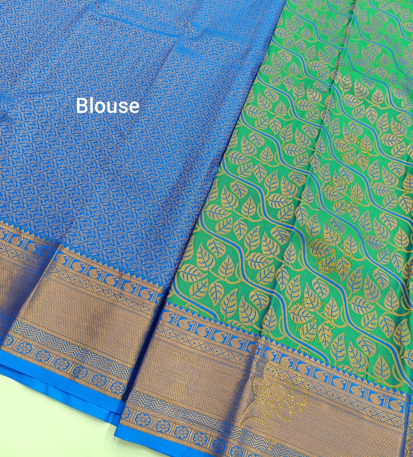 Green Kanjivaram Wedding Saree with Stone Work