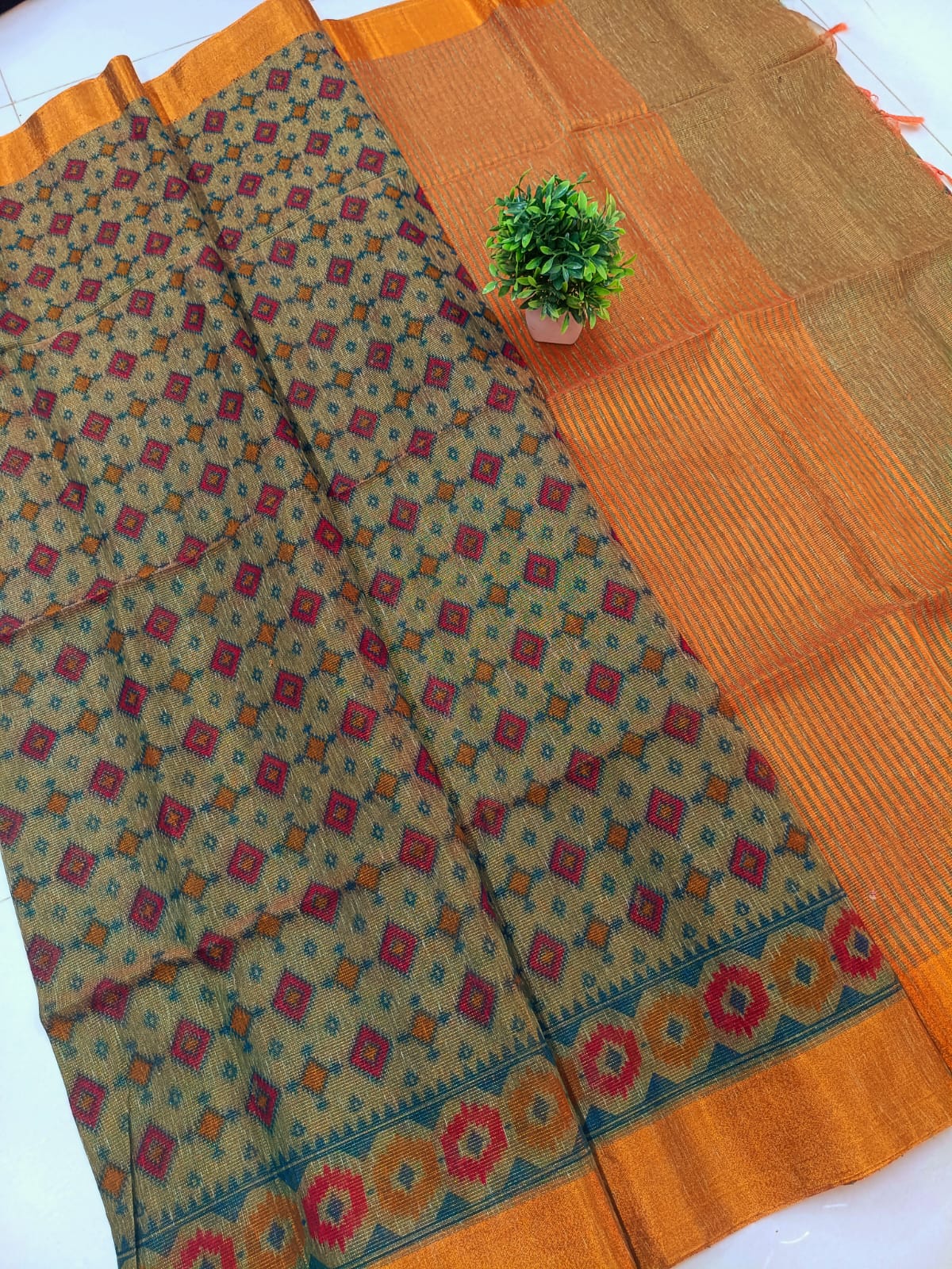 Pochampally Tissue Cotton Saree