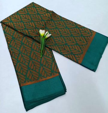 Teal Green Patterned Fancy Silk Saree