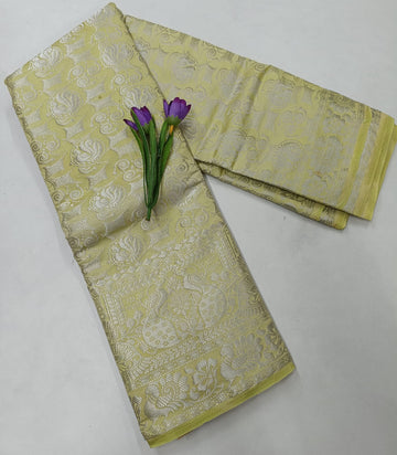 Lime Yellow Silver Zari Fancy Silk Saree