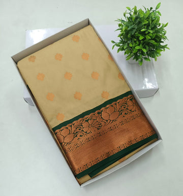 Cream Kanjivaram Soft Silk Saree