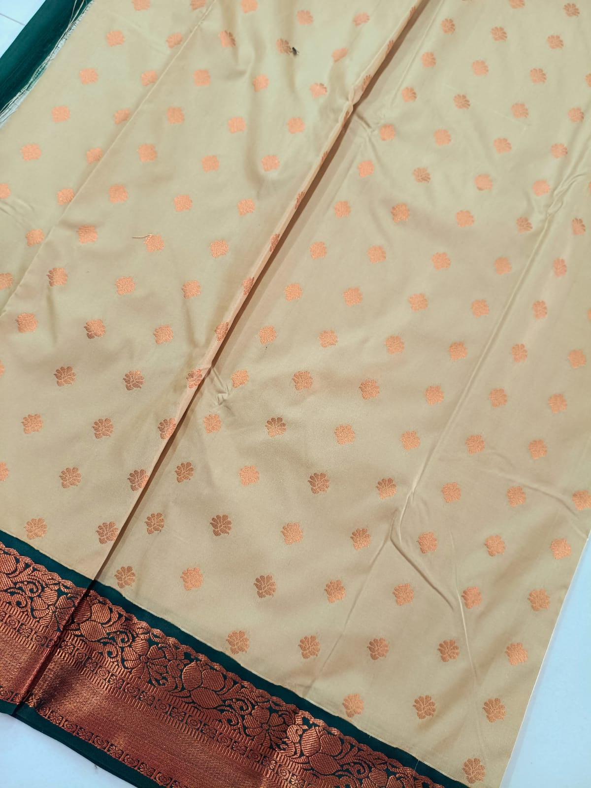 Cream Kanjivaram Soft Silk Saree