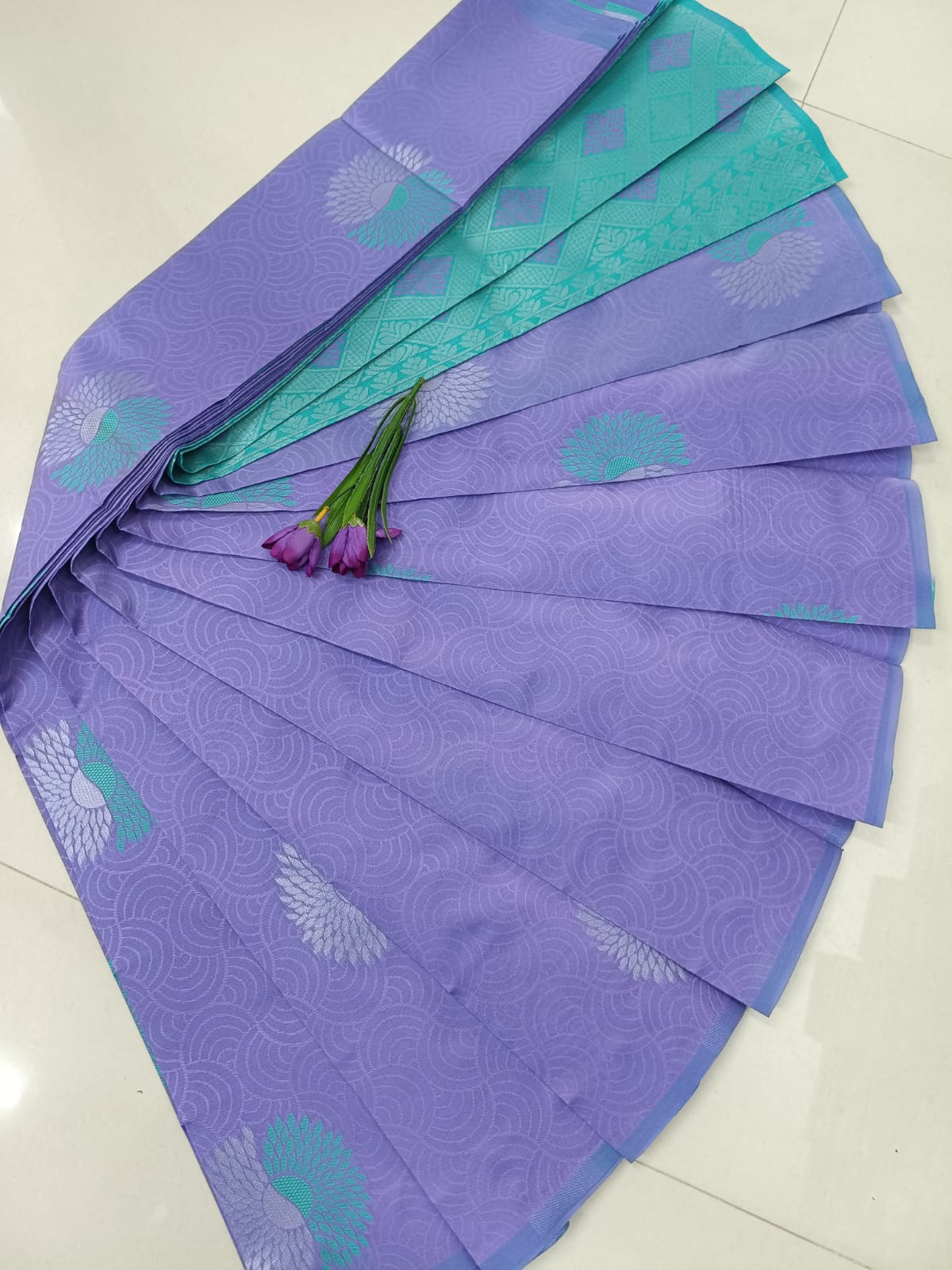 Jemmi Gold – Lavender Soft Silk Saree