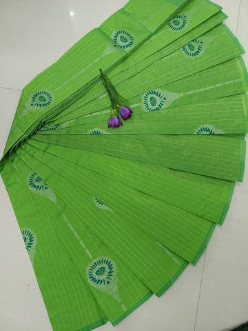 Jemmi Gold – Peacock Green Soft Silk Saree