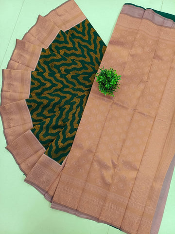 SAMRUTHI Soft Silk Saree – Bottle Green