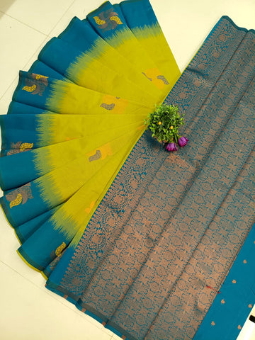 Traditional Floral Motif Semi Silk Saree