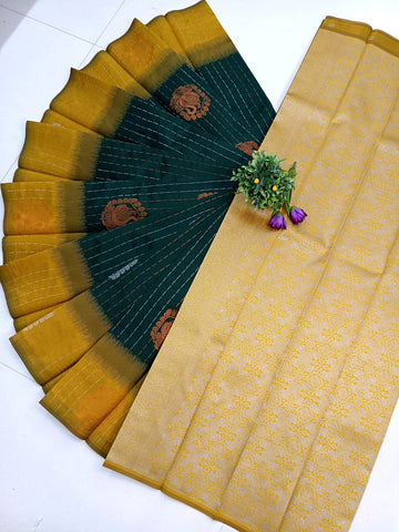 Classic Peacock Motif Semi Silk Saree