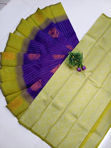 Classic Peacock Motif Semi Silk Saree