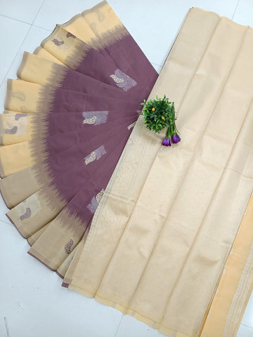 Traditional Floral Motif Semi Silk Saree