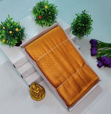 Copper Bridal Embossed Soft Silk Saree
