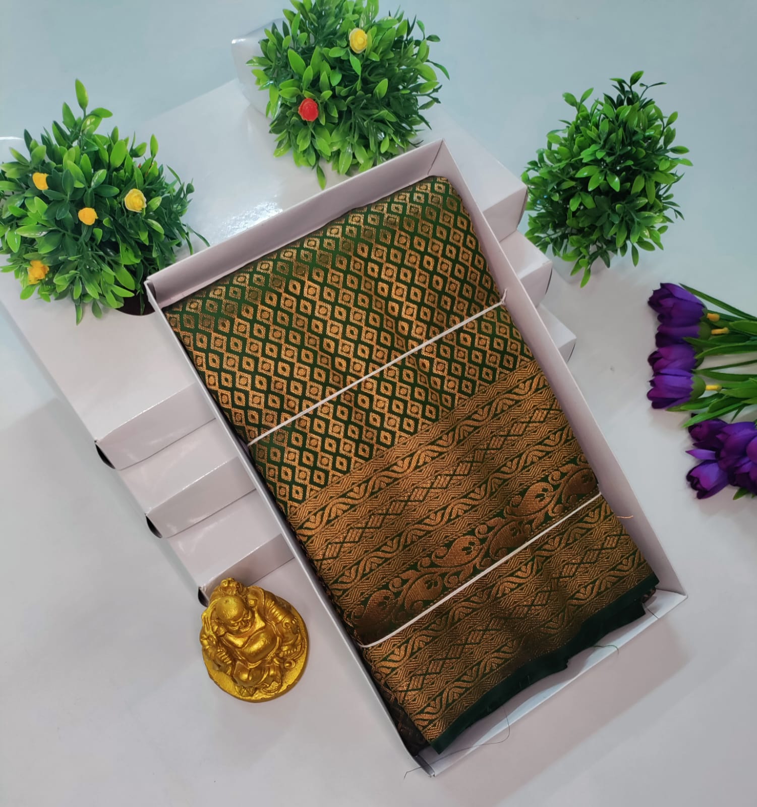 Copper Bridal Embossed Soft Silk Saree