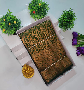 Copper Bridal Embossed Soft Silk Saree