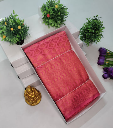 Copper Bridal Embossed Soft Silk Saree