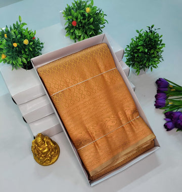 Copper Bridal Embossed Soft Silk Saree