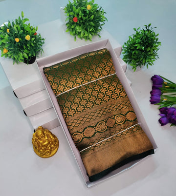 Copper Bridal Embossed Soft Silk Saree