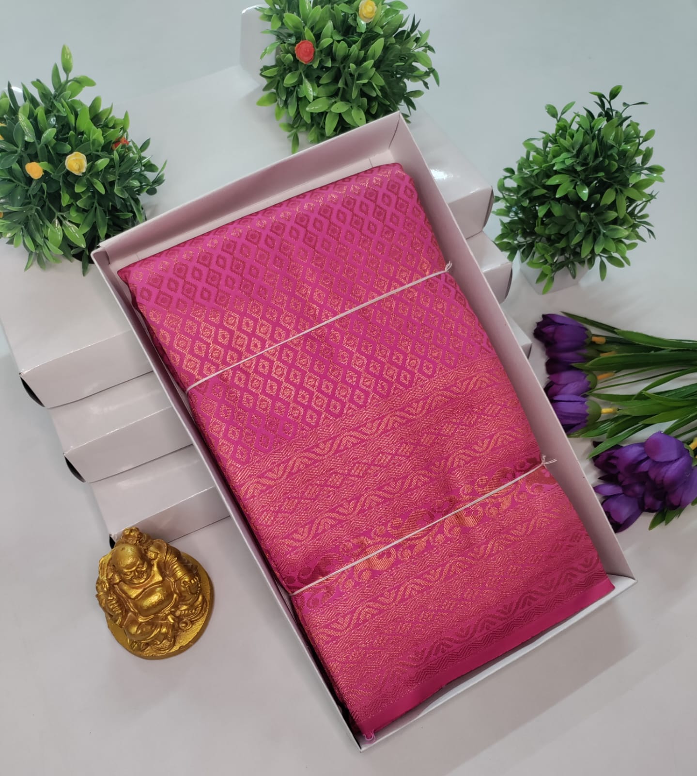 Copper Bridal Embossed Soft Silk Saree