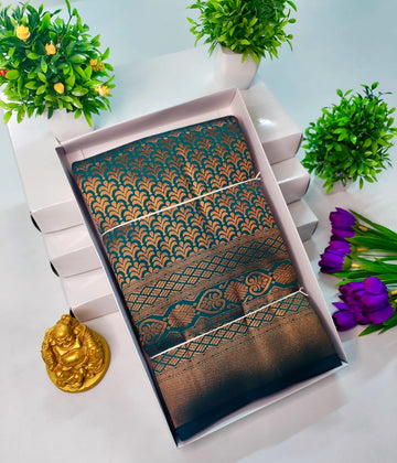 Copper Bridal Embossed Soft Silk Saree