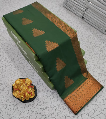 Bottle Green Silk Cotton Saree