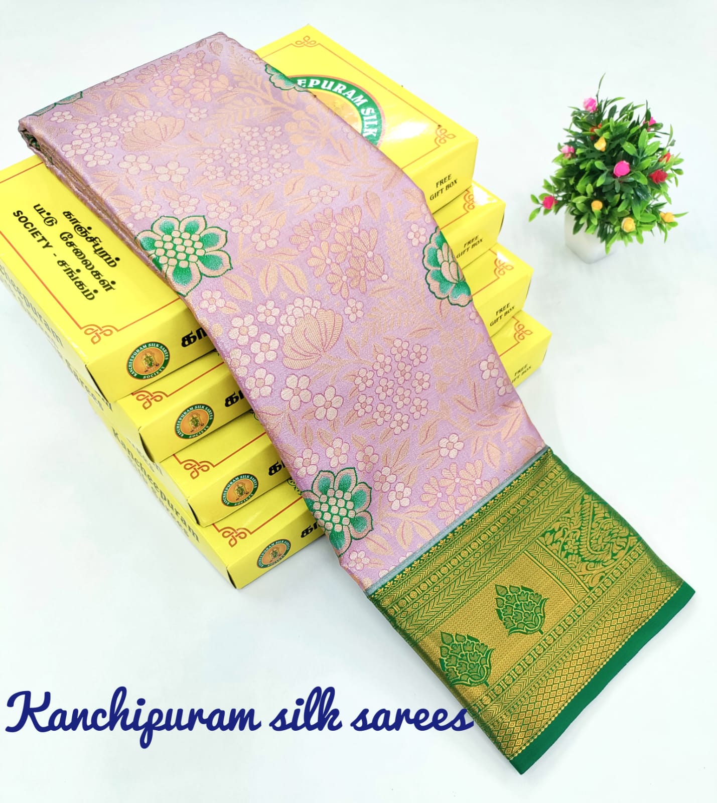 Peach Pink Wedding Kanjivaram Silk Saree
