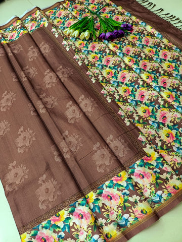 Copper Brown Tussar Silk Saree