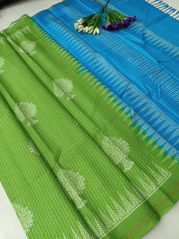 Mehandhi Green Tussar Silk Saree