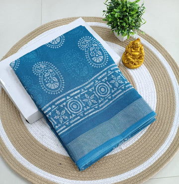 Premium Linen Cotton Saree