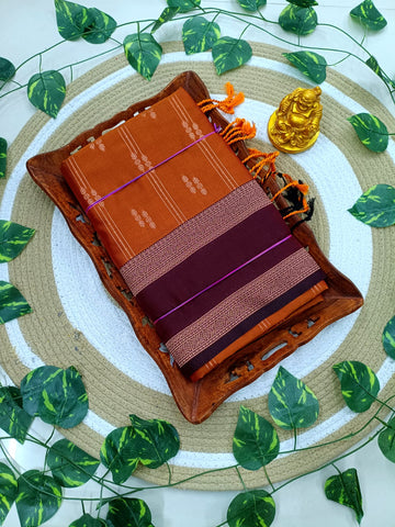 Rust Orange Premium Soft Silk Saree