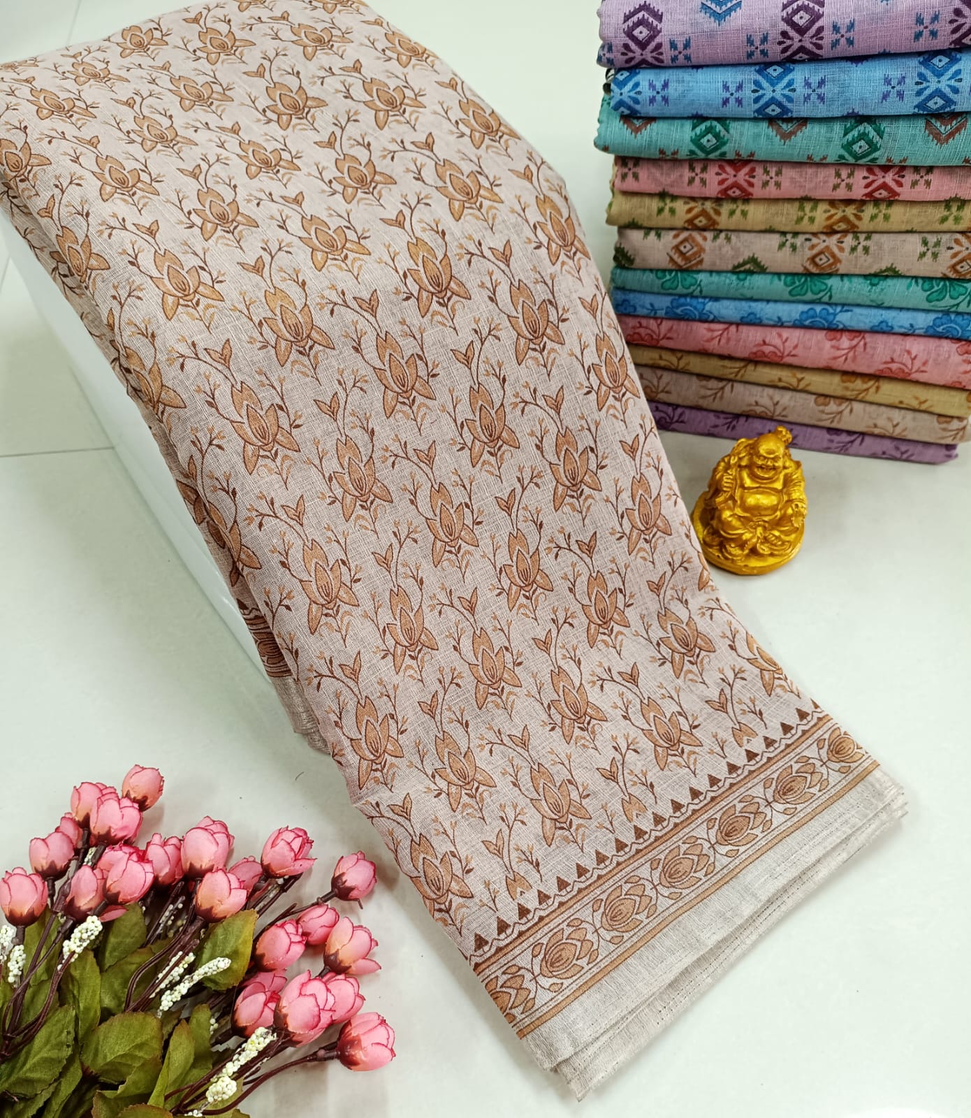 FANCY FLORAL MIXED COTTON SAREE