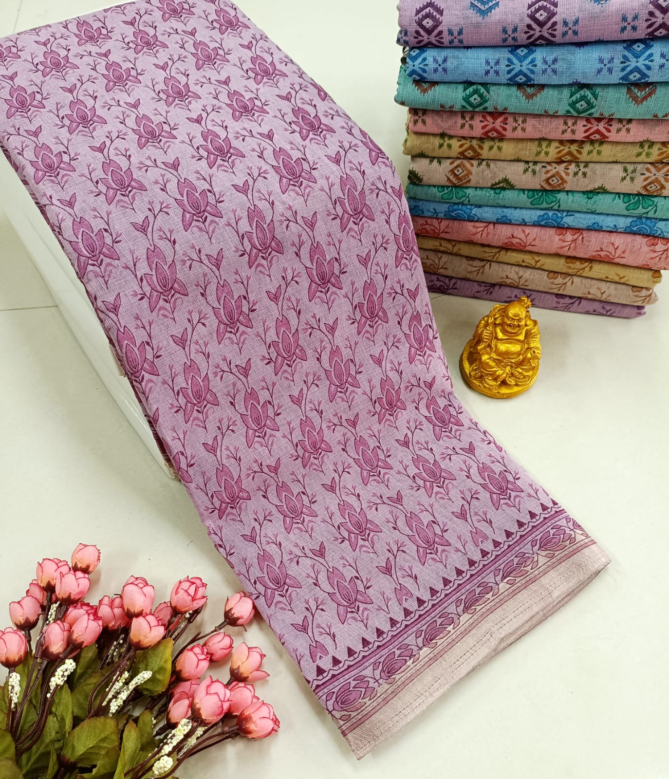 FANCY FLORAL MIXED COTTON SAREE