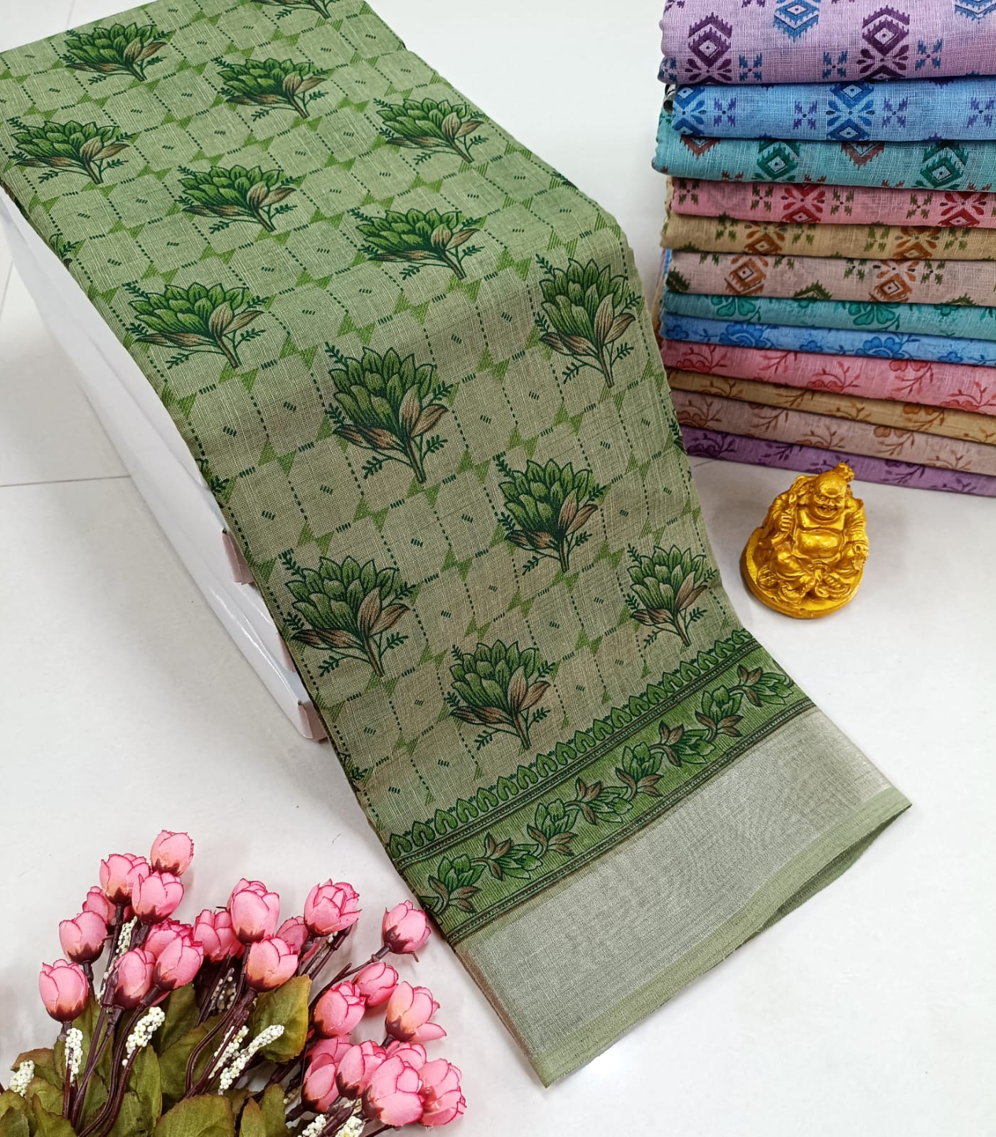 FANCY FLORAL MIXED COTTON SAREE