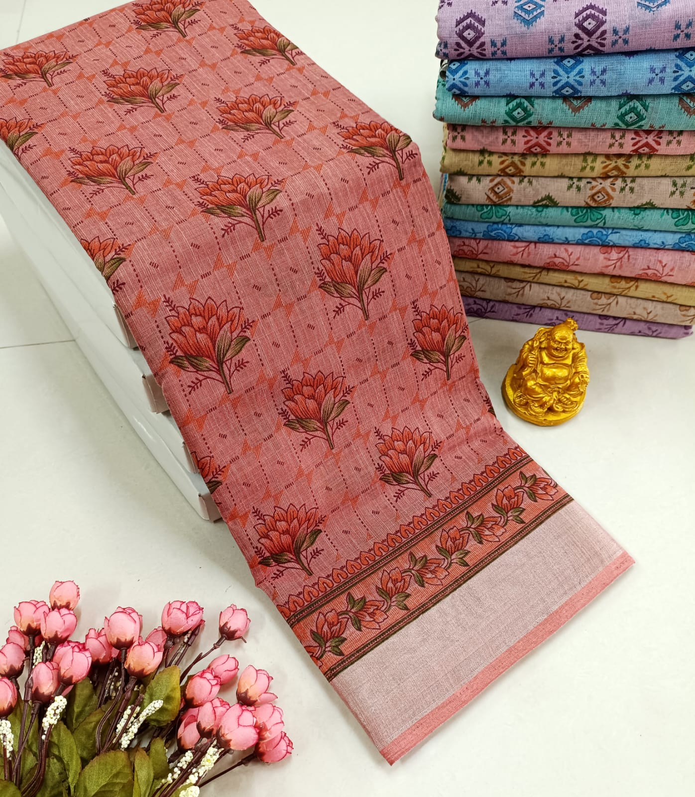 FANCY FLORAL MIXED COTTON SAREE