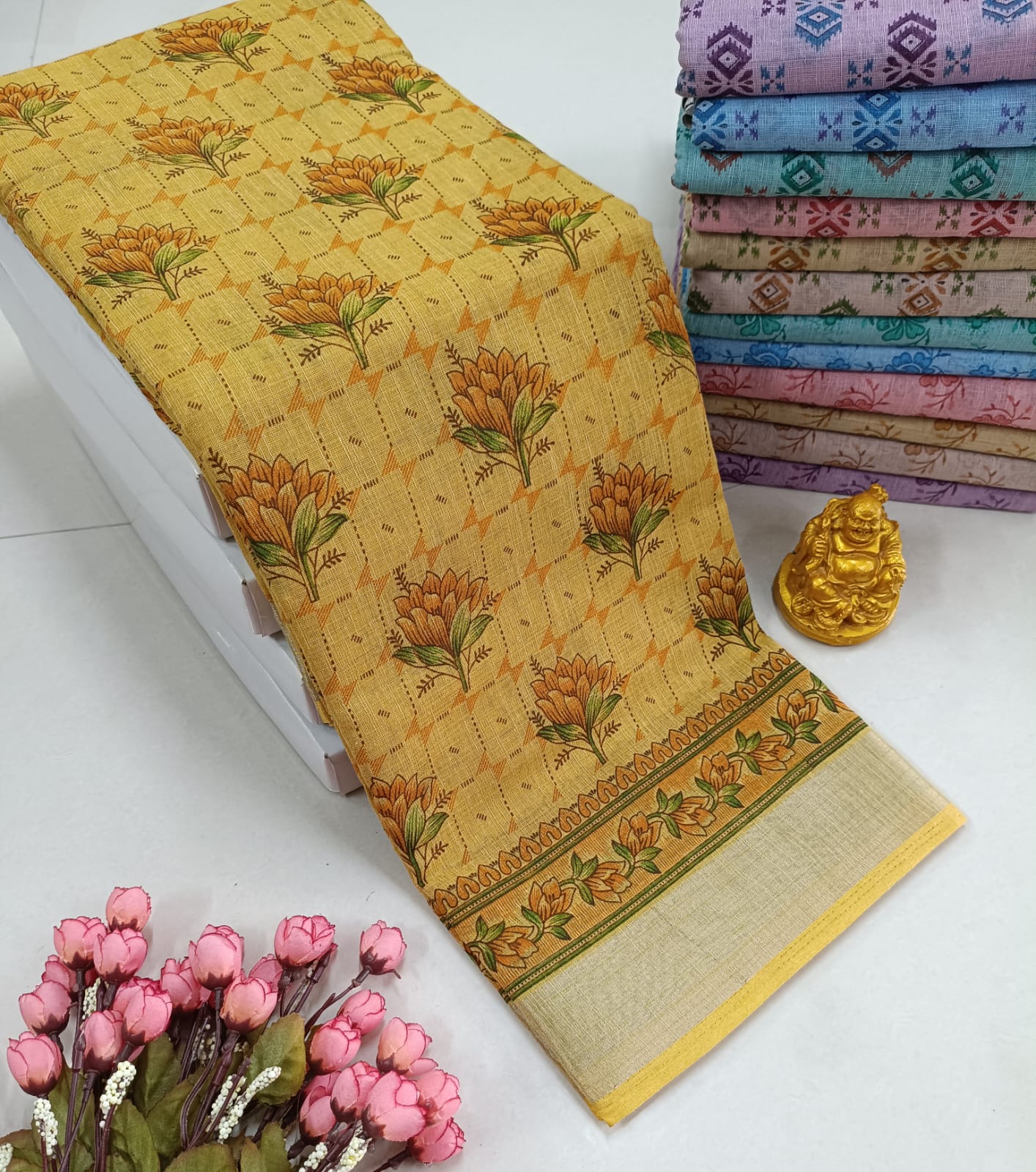 FANCY FLORAL MIXED COTTON SAREE