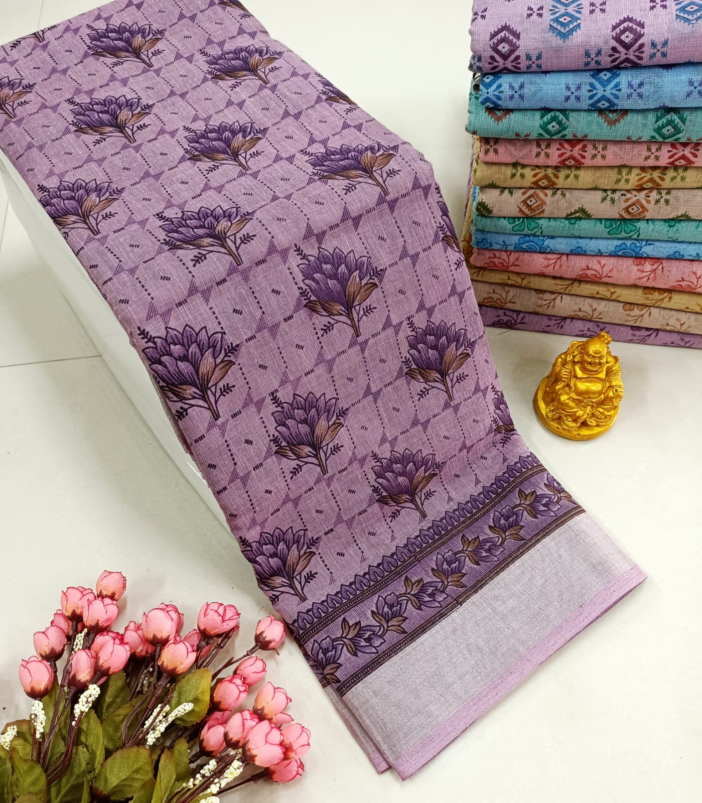 FANCY FLORAL MIXED COTTON SAREE