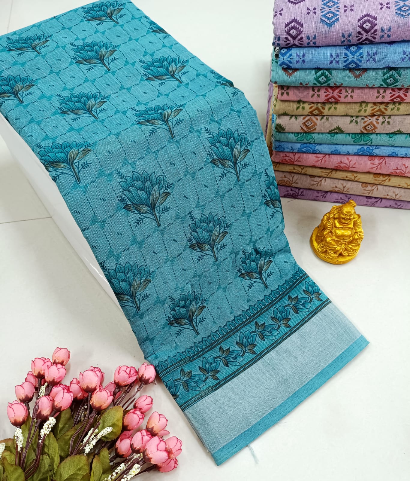 FANCY FLORAL MIXED COTTON SAREE