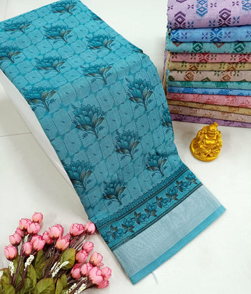 FANCY FLORAL MIXED COTTON SAREE