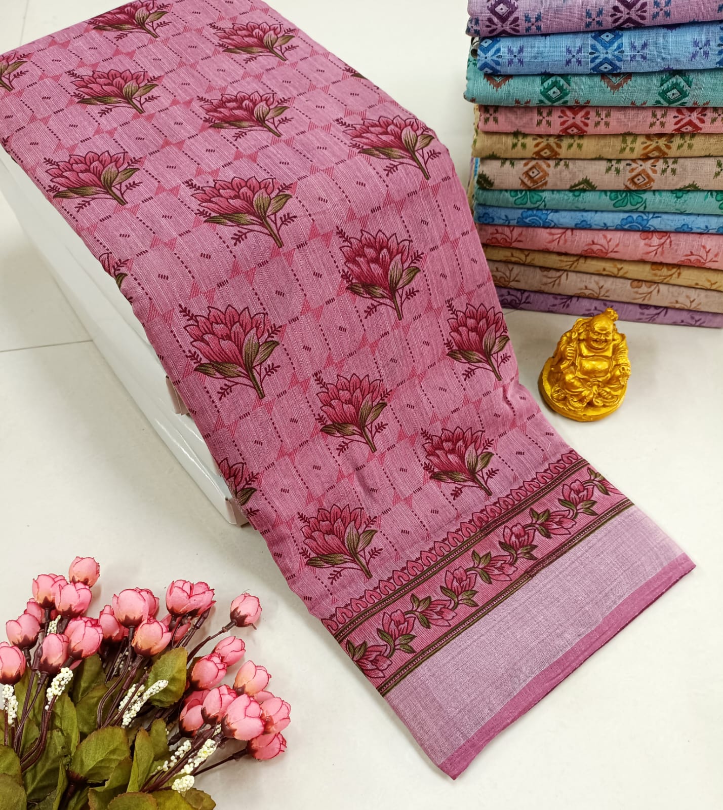 FANCY FLORAL MIXED COTTON SAREE